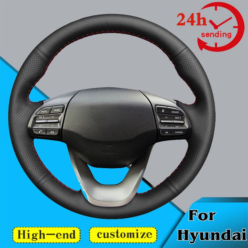 Car Steering Wheel Braid Cover 100% Fit For Hyundai Kona 2017 2018 Auto Interior Accessories Steering Wrap