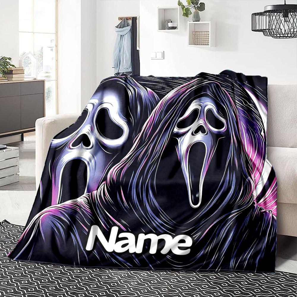 Custom Name Grim Reaper Humor Party Blanket For Couch Bed Plush Cozy Fuzzy Blanket Super Soft Warm Blankets For Fall And Winter 0916130