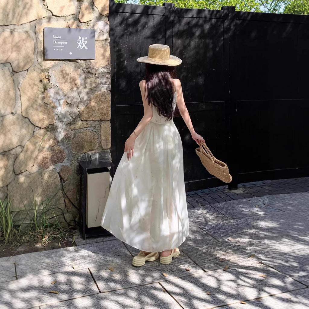 European and American Seaside Wind Suspender Dress Women's Summer New Floral High-end Long Skirt