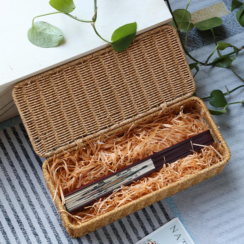 Bohemian Imitation Rattan Storage Basket - Woven Storage Box, Dust-Proof Cutlery Frame, Home Decoration Basket Kitchen Organizer