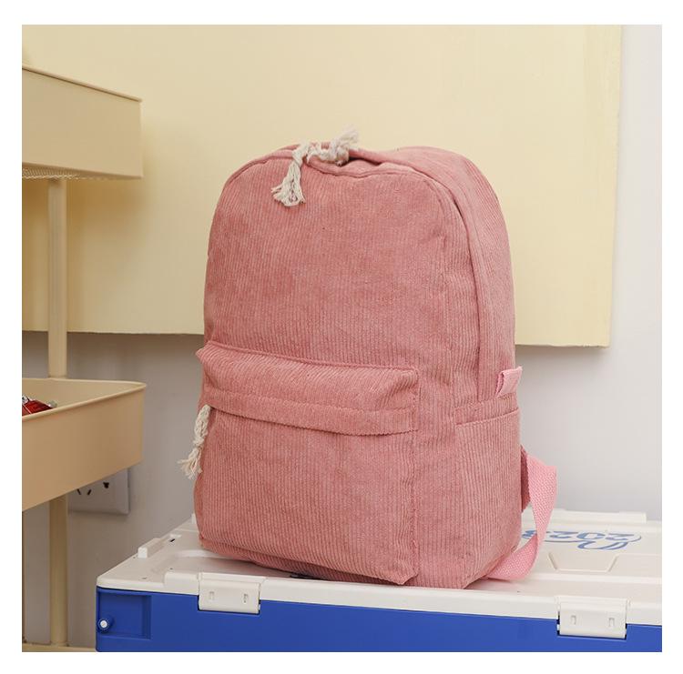 Cross-Border Large Capacity Corduroy Backpack: Versatile, Portable Student Bag for College Style & High School. Lightweight Double-Shoulder Design.