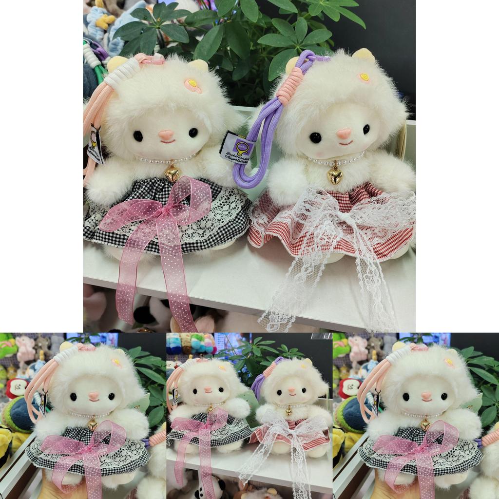 Portachiavi Pecora di Peluche con Gonna a Quadretti per Ragazze Regalo e Decorazione per Borsa