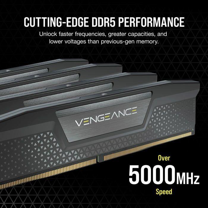 RAM DDR5 - CORSAIR - Vengeance - 64 Go - 6200 MHz - CL32 - Double Canal - Noir