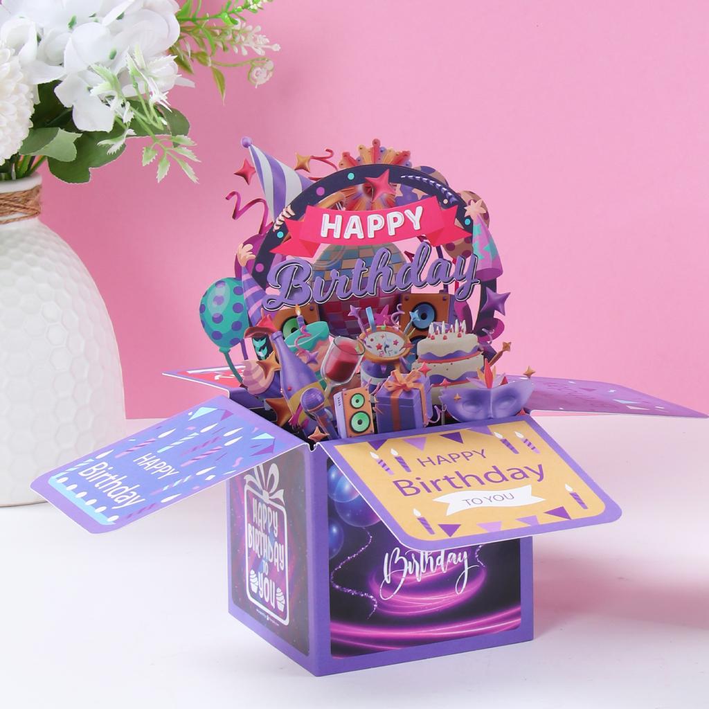 Pop-Up Birthday Greeting Card Happy Birthday Party Decorations for Home Greeting Card Gender Reveal Baby Shower Party Supplies