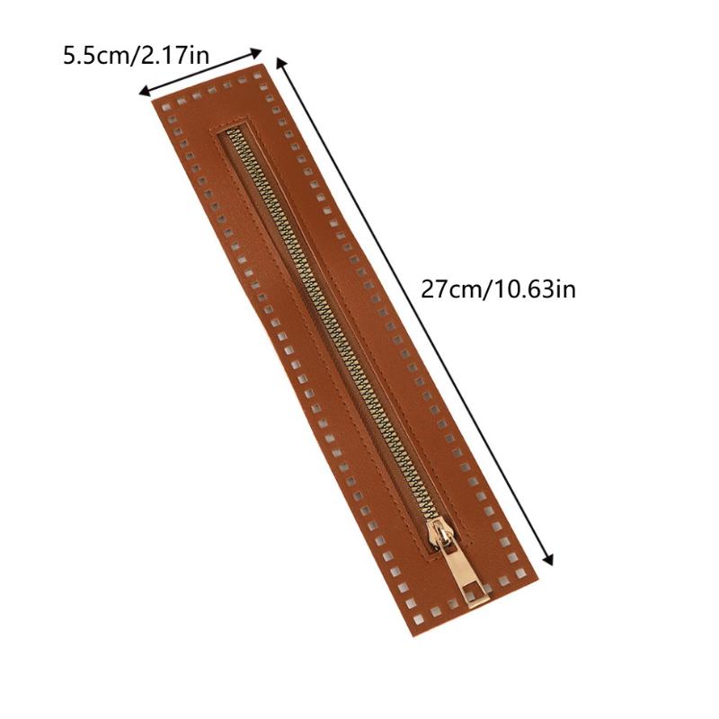 27 cm doppelseitige Leder-Reißverschluss-Utility-Handtasche Leder-Reißverschluss-Utility-Häkeltasche Beschläge Solider Reißverschluss Nähzubehör