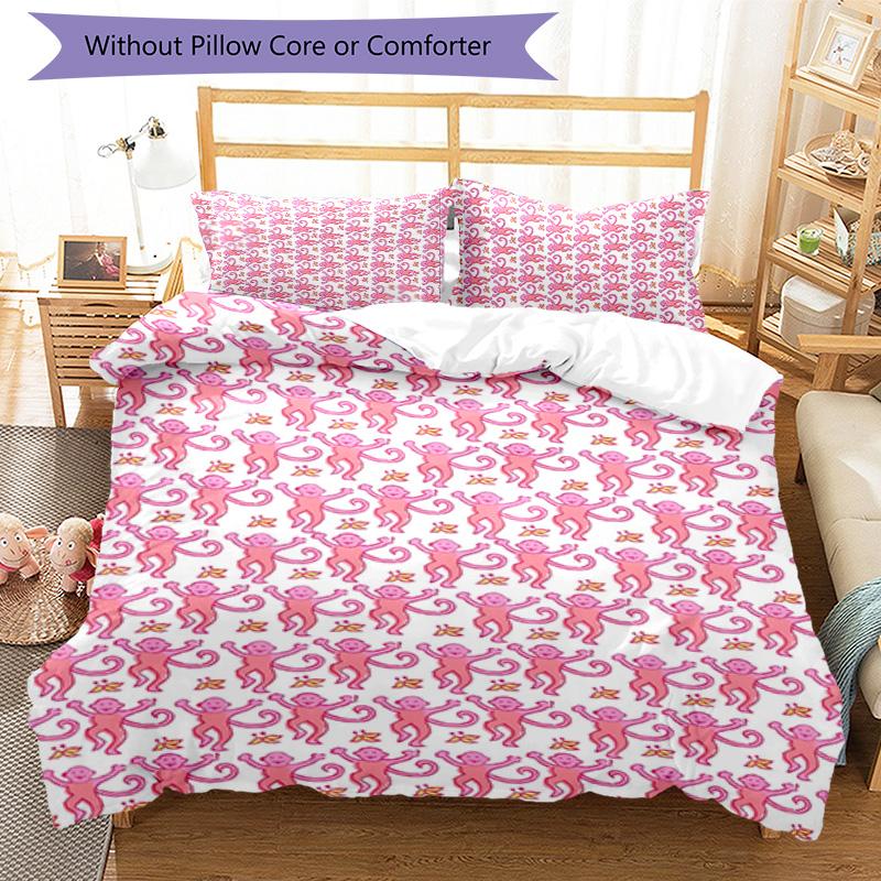Monkey 3pcs Bedding Set Duvet Cover Closure Includes 1 Duvet Cover & 2 Pillowcases for All Seasons Bedroom Home Dorm Decor