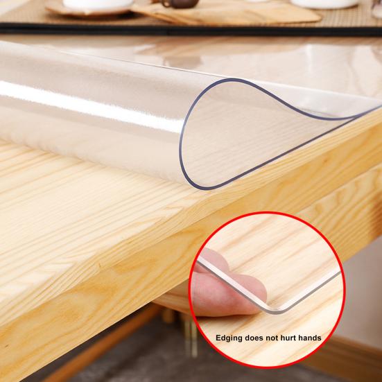 Transparent Table Protector Waterproof Tablecloth 0.8mm Thick Plastic Table Cover Protects from Scratches Spills for Dining Table Kitchen Dresser