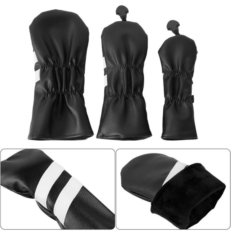 3 Stück Wasserdichte Golfschläger-Schlägerhauben Golf-Driver Fairwayholz Hybriden Putter-Schlägerhaube Streifenmuster Driver-Schlägerhaube