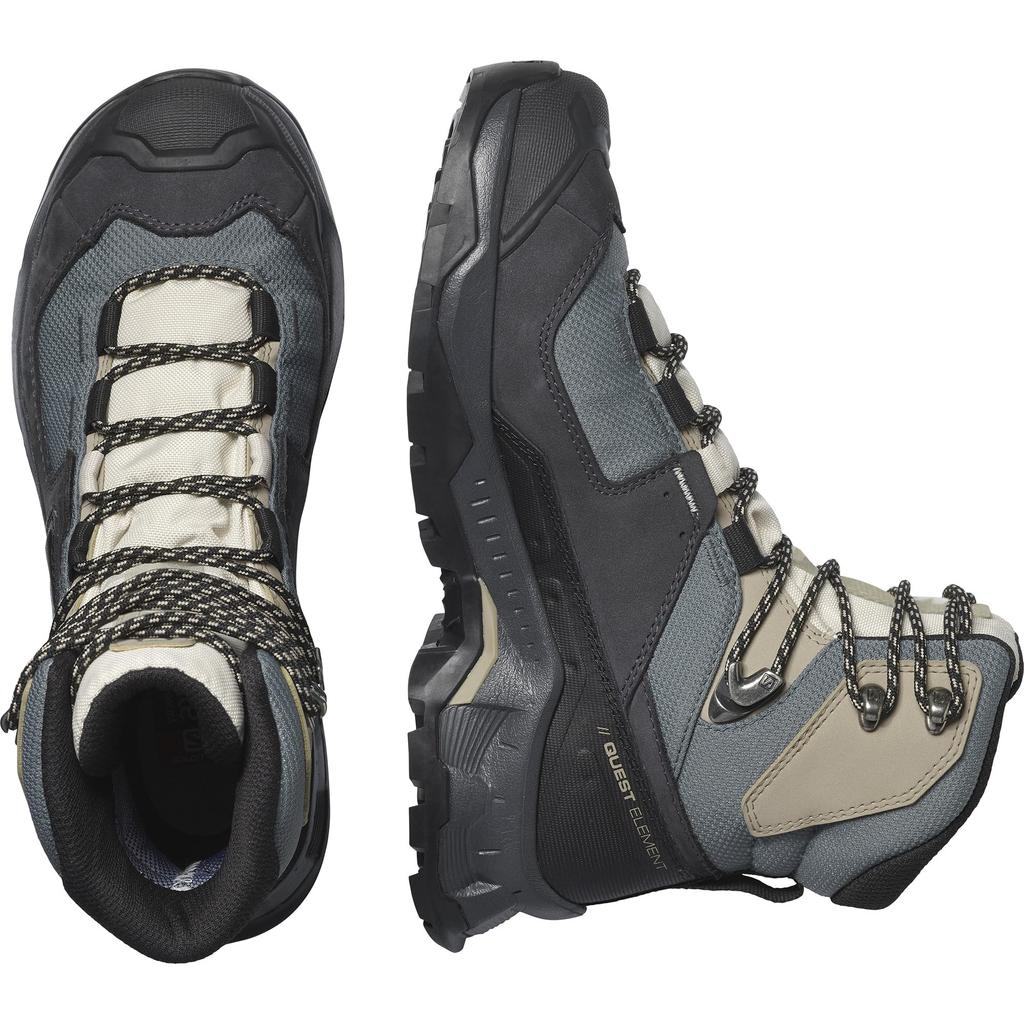 Salomon QUEST ELEMENT WOMEN Size WEATHER GORE-TEX Hiking/Trekking Shoes, L41457400, 24.5 Cm, EBONY/RAINY DAY/STORMY