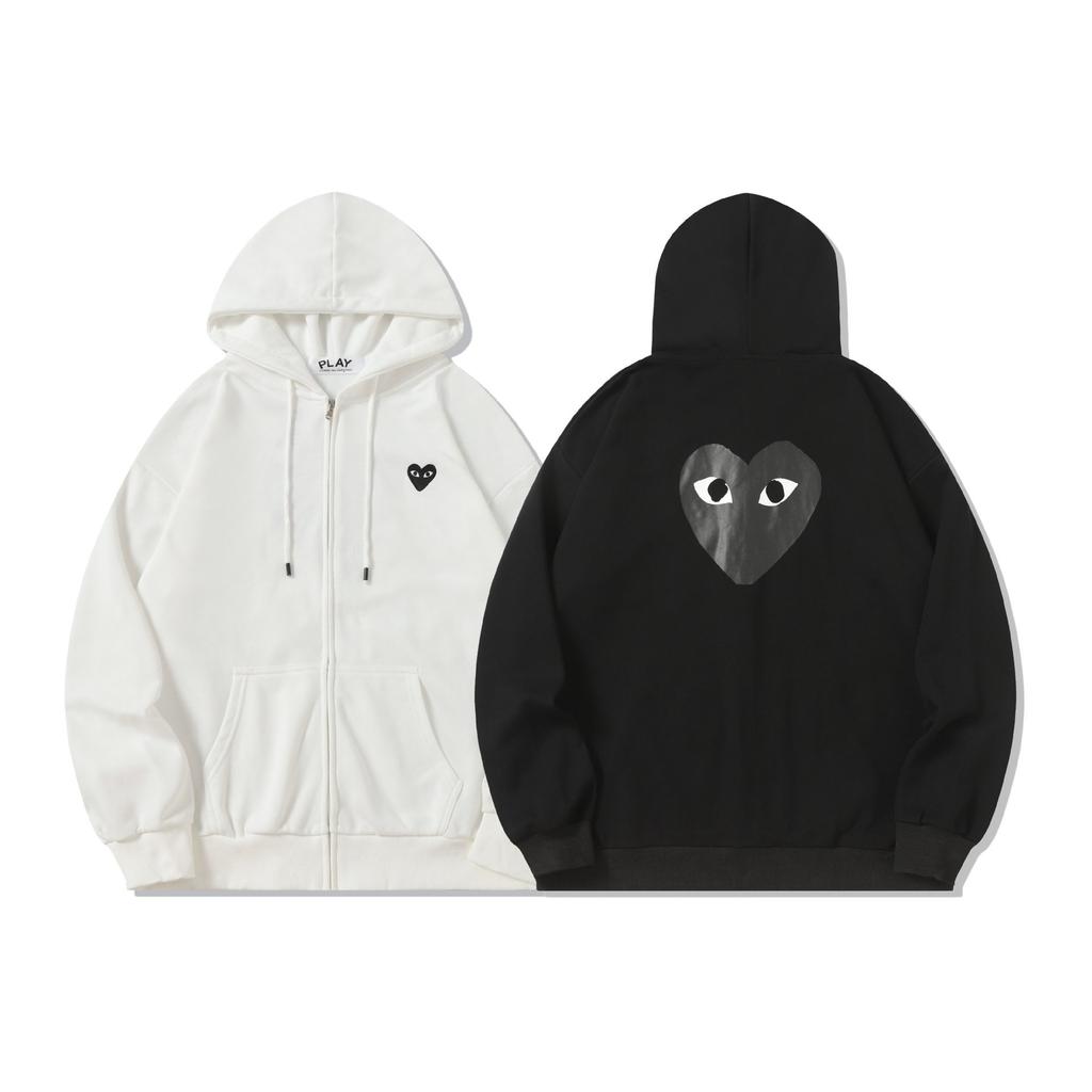 JB PLAY love Japanese fresh loose teen couple zipper hooded terry casual crew neck guard