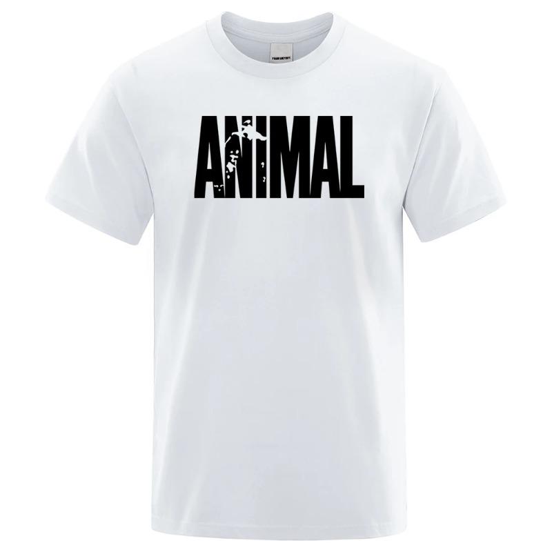 Fashion ANIMAL Letter Print Men T-Shirts Street Funny Short Sleeves Loose Oversized T Shirt O-Neck Breathable Cotton Clothing T-Shirts Men’s