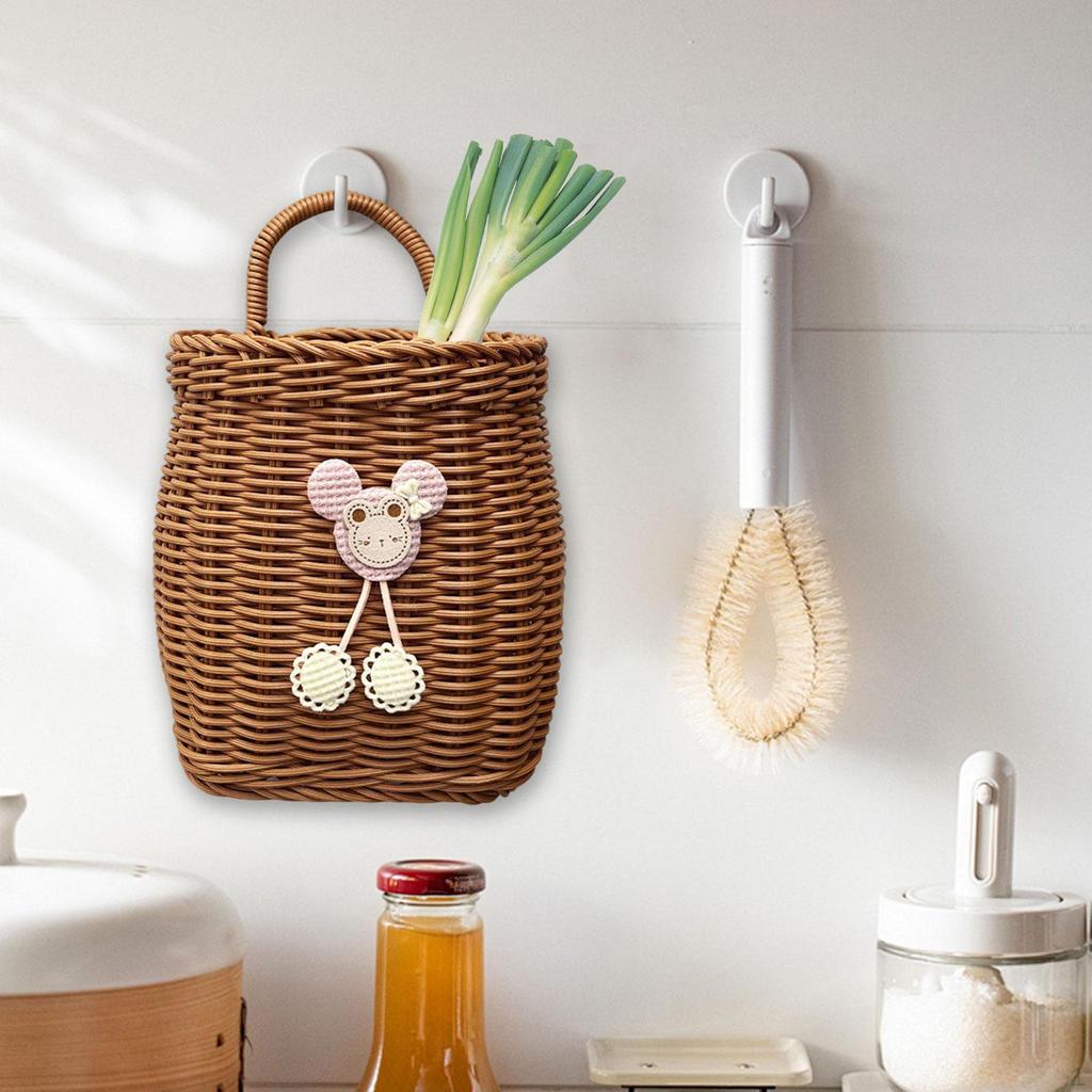 Hanging Basket Wall Mounted Storage Woven Sundries Multifunction Decorative Hand