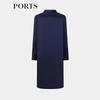 PORTS Women's Belted Long Sleeve Midi Dress