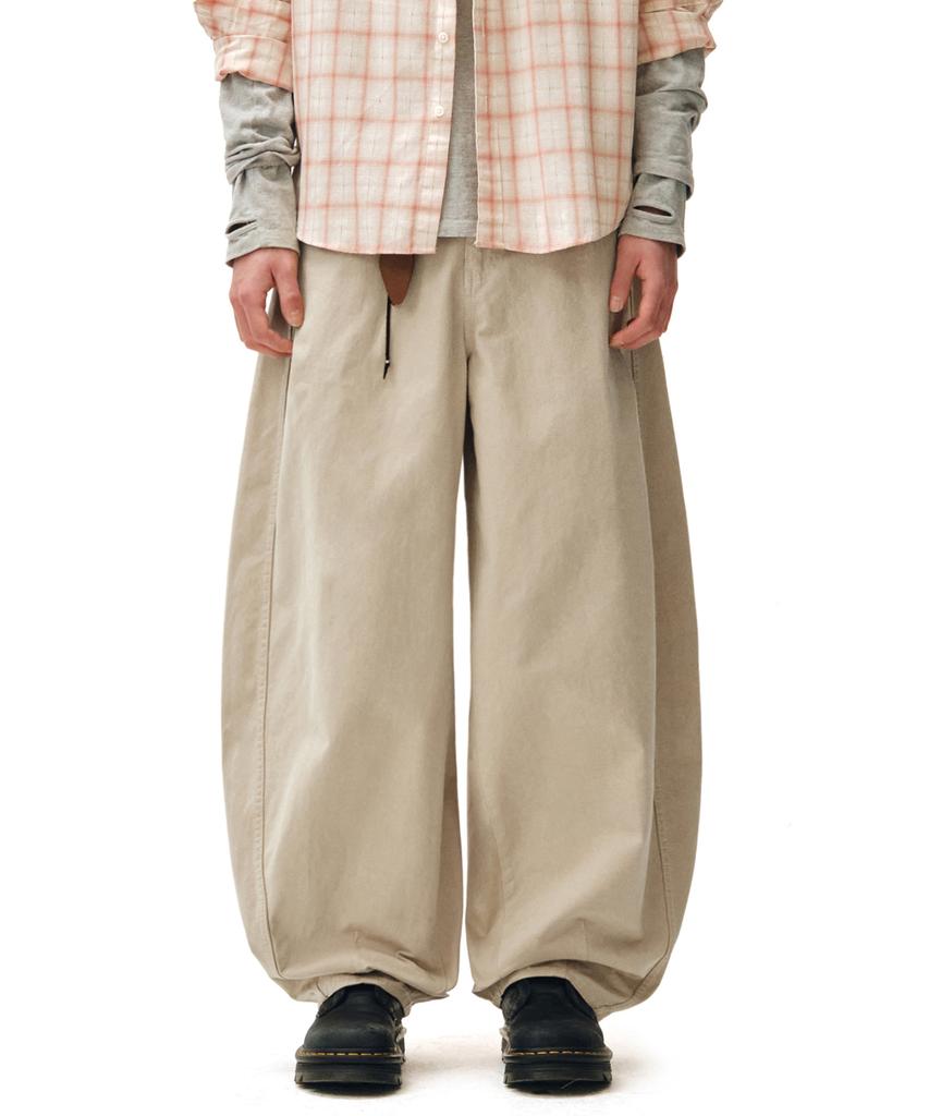 DECET Barrel Wide Leg Pants Dcpt071Beige