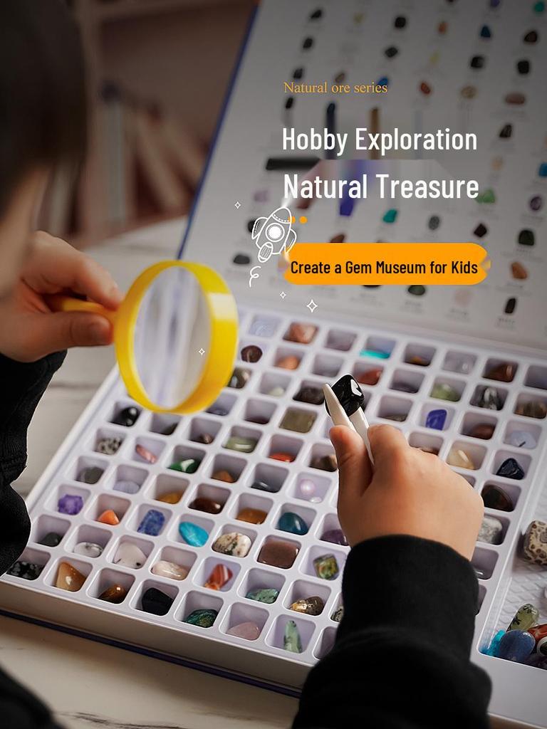 Earth Memory - 100 Raw Crystal Gemstones for Kids: Mineral Toy & Gift Set