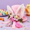 Easter Hare Ear Tree Top Hat Ornament Plush Fabric Hare Wreath for Door Desktop Garden Indoor and Outdoor Decoration