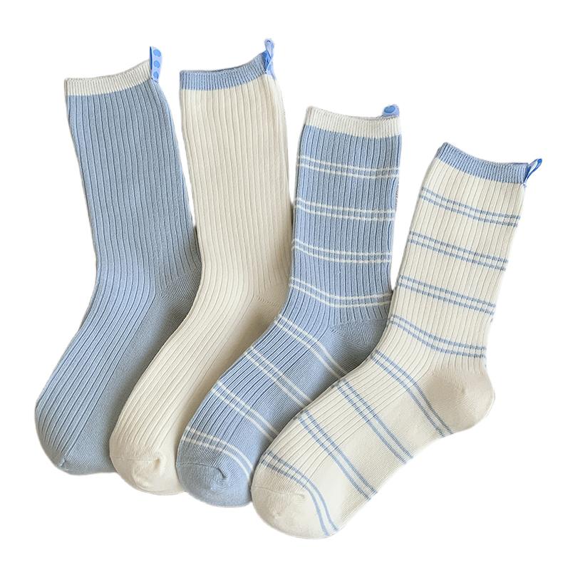 2025 New Fresh Trends Ladies Socks Mixed Color Casual Korean Style Cotton Long Socks Breathable Daily Fashion Women Socks