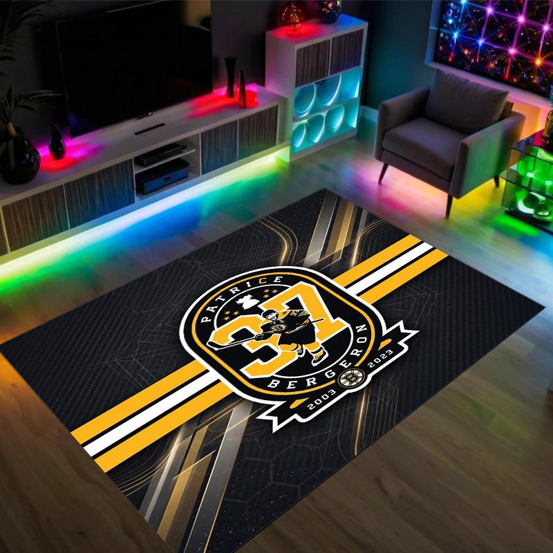 Design Boston Bruins Tappeto in Velluto di Cristallo Accogliente Non?Tappeto Stampato Antiscivolo per Camera da Letto Soggiorno Ingresso