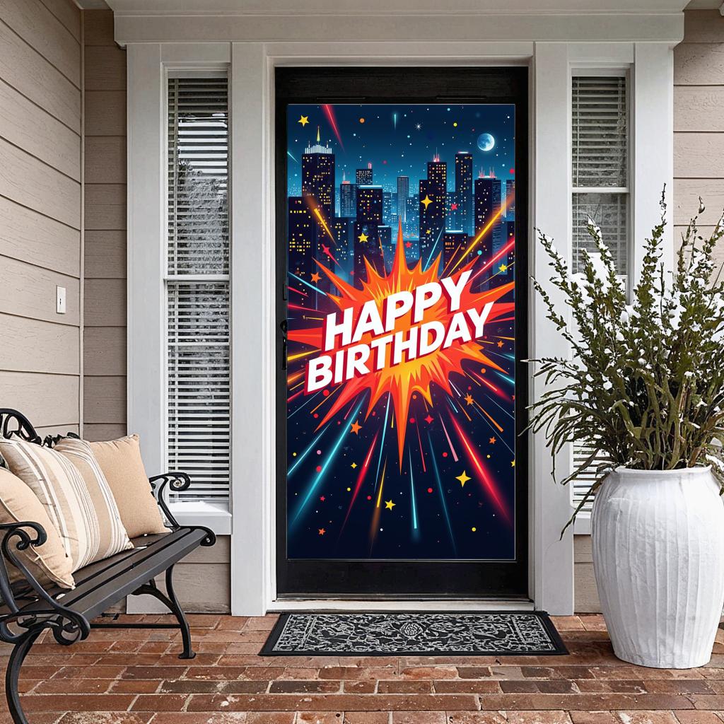 Festive Wall Poster Event Setting Birthday Backdrop For Gathering Festivity Indoor
