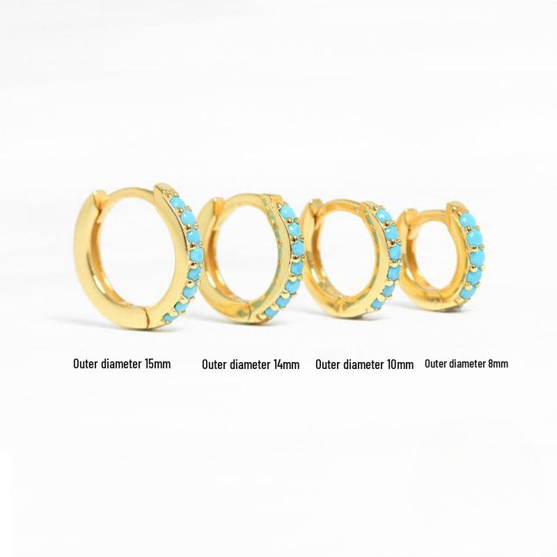 High-End Fashion Gold-Silver Single-Row Diamond Hoop Earrings