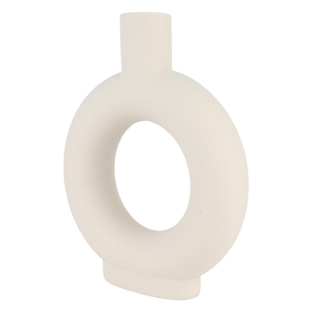 Circle Ceramic Vase Circular Hollow Flower Vase Modern Matte Vase Ornament for Living Room Bedroom