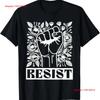 Resist Floral Political Protest Strong Women T Shirt Vintage Washed Soft Casual Homme Slightly Fashion Top For Everyday Wear