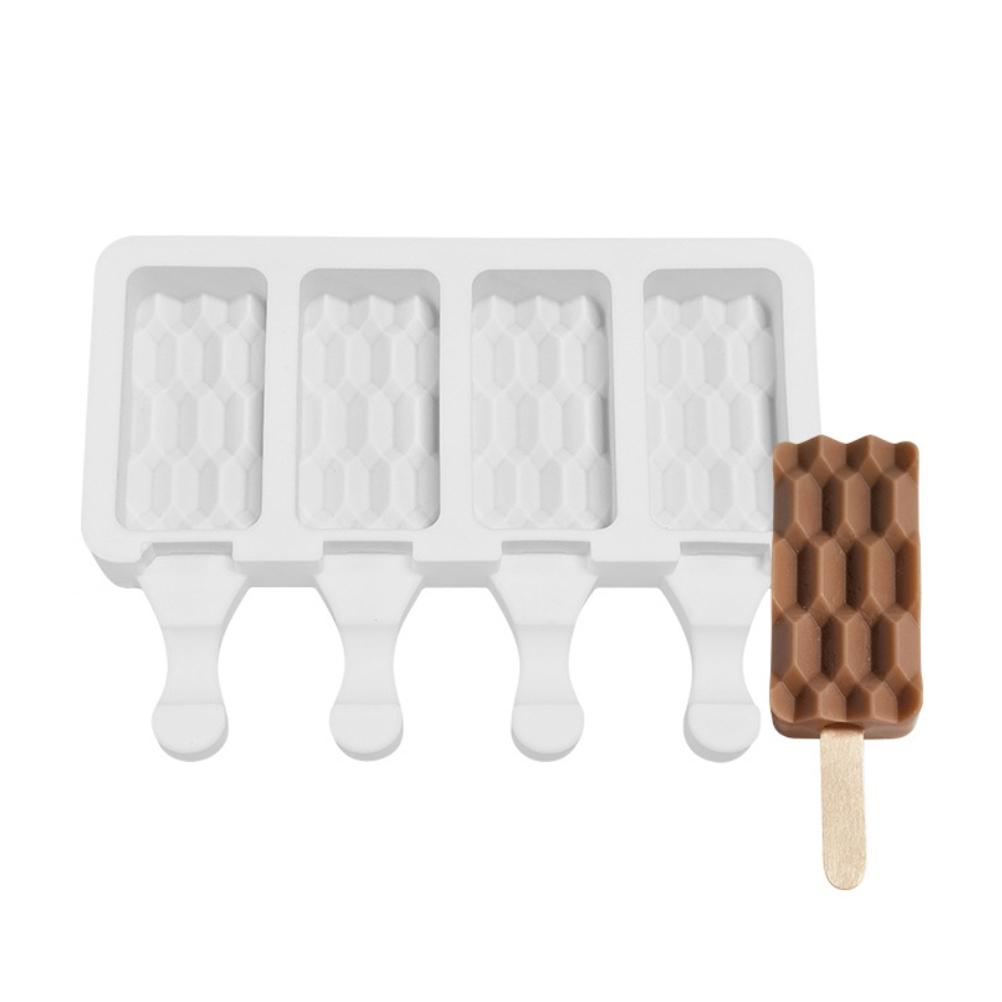 Silicone Ice Cream Mold 4 Cell Ice Lolly Mold DIY Ice Cream Maker for Frozen Dessert Popsicle