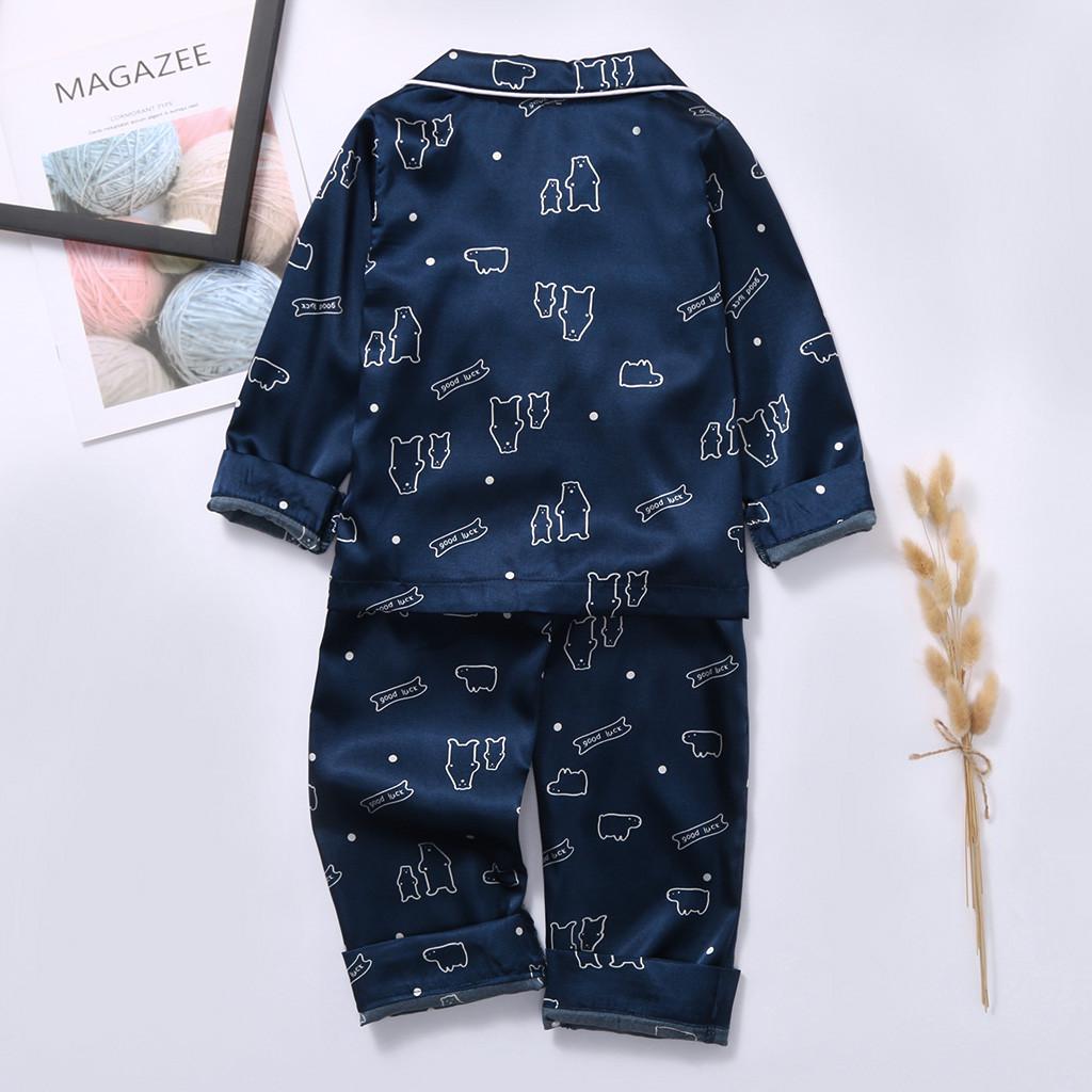 Toddler Kids Baby Boys Girls Cartoon  Tops+Pants Pajamas Sleepwear Outfits