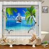 Nature Landscape Shower Curtain 3D Dolphin Shell Beach Scenery Bathroom Curtain Home Decor Waterproof Polyester Bath Accessories