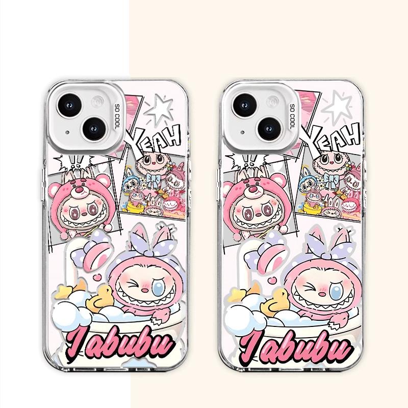 LABUBU Silver Phone Case for iPhone 15/16 Pro Max & Huawei Mate 60 Pro+.