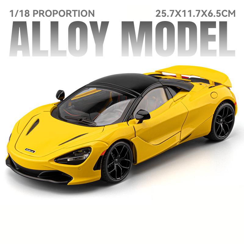 1/18 McLaren 720S Alloy Track Racing Car Model Diecasts Metal Sports Car Vehicles Model Simulation Sound Light Collection Kids Toys Gift