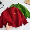 2025 Christmas Red Year of the Horse Unisex Kid's Knit Cardigan: Stylish Winter Outerwear