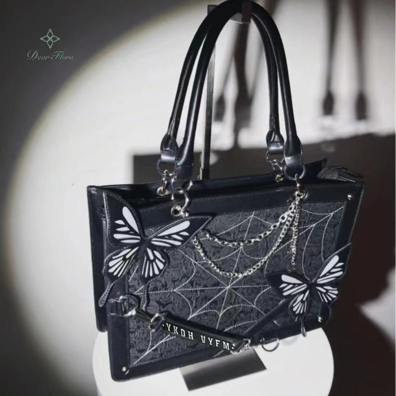 Labyrinth Schmetterling Spinnennetz Buchstabenkette Handtaschen DIY Transparente Ita Tasche Y2K Lolita Gothic Tragetasche Vintage Mode Umhängetasche