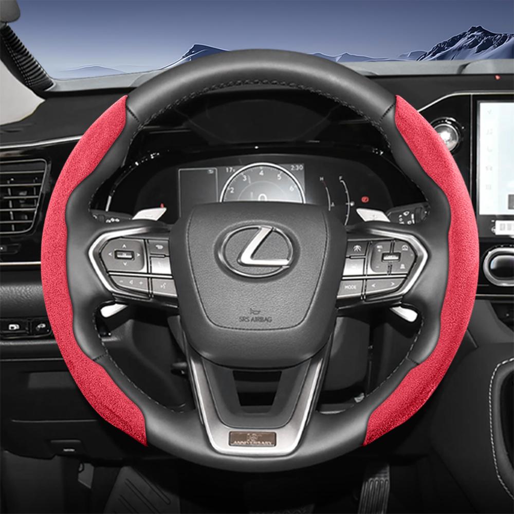 Suitable for Lexus Sports Suede Steering Wheel Cover, Split Snap-On Type, Non-Slip and Durable, for Models Such as Rx Nx Es Gx Lbx Ux Is Rz Lx