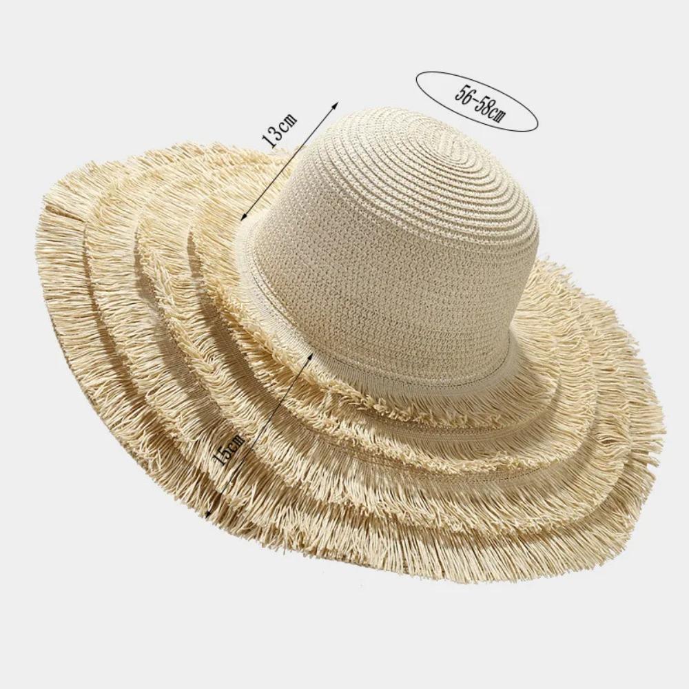 Wide Brim Sun Hat Sun Protection Fisherman Hat Women Fashion Straw Hat  For Beach Holiday Vacation