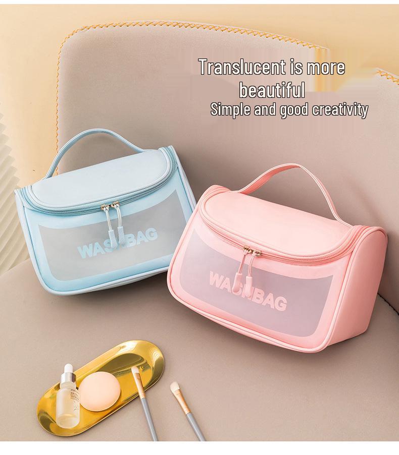 Large Capacity Frosted PVC Cosmetic Bag with Flip Cover