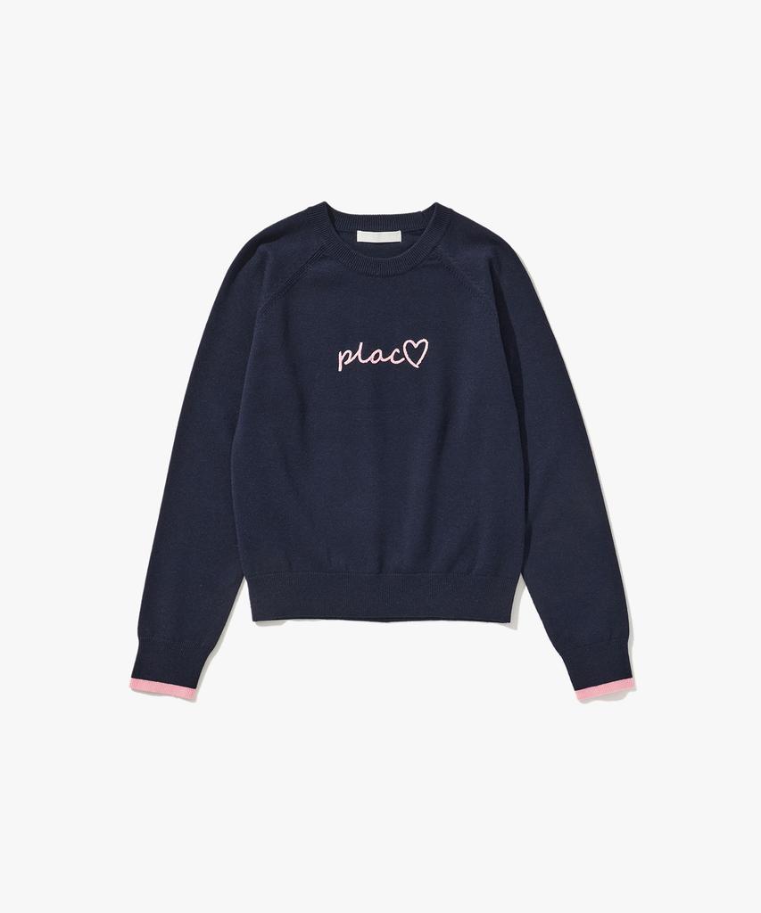 PLAC WOMEN Raglan Plack Pullover Knit Navy