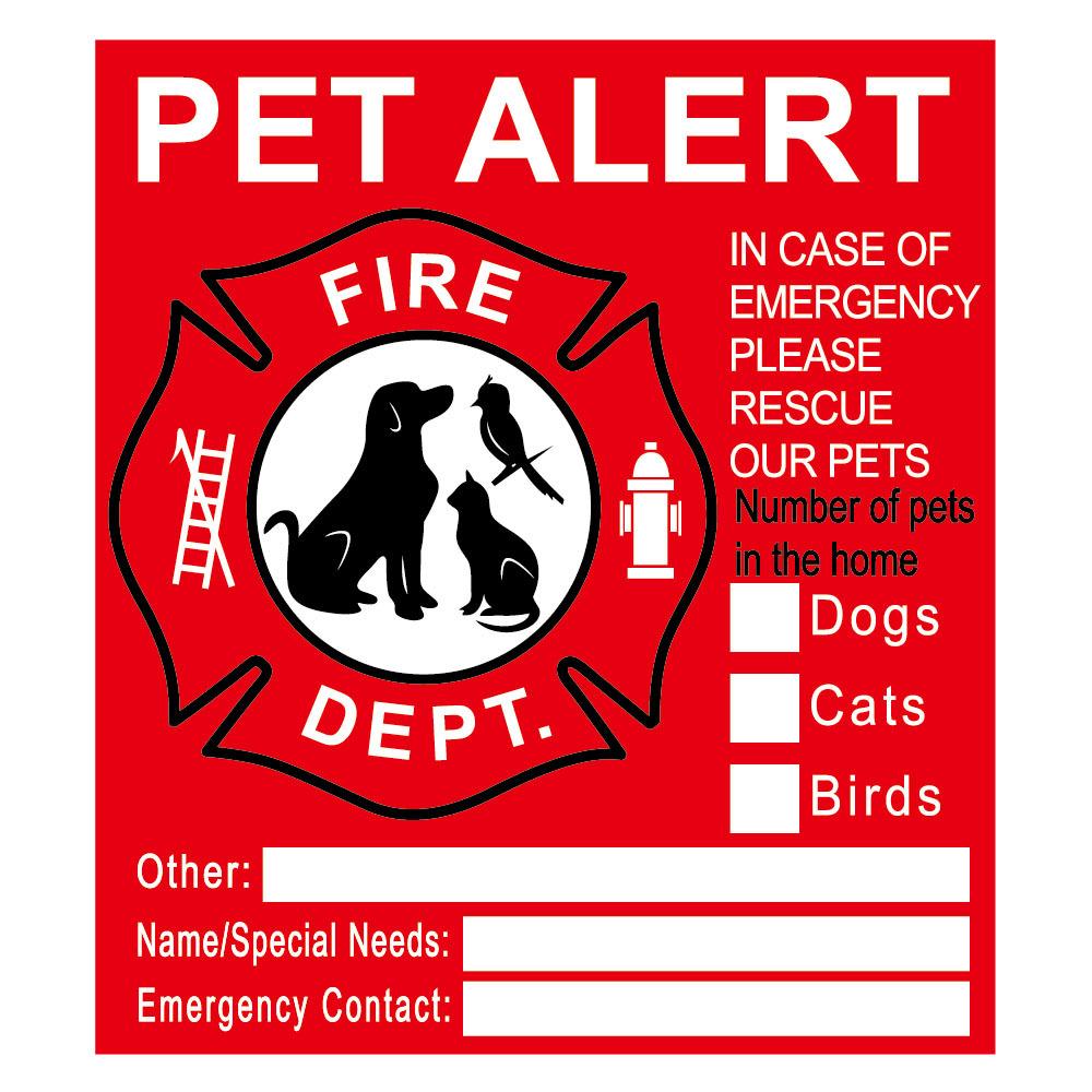 

5pcs Pet Alert Safety Fire Rescue Sticker Save Pets Emergency Pet Inside Decal In Case Of Danger Pet In House Window Door Sign