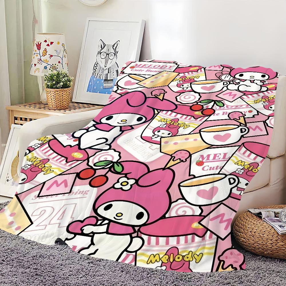 Cute cartoon My M-Melody Blanket For Soft Throw Blanket for Picnic Bed Sofa Home Bedroom Cozy Warm Comfortable