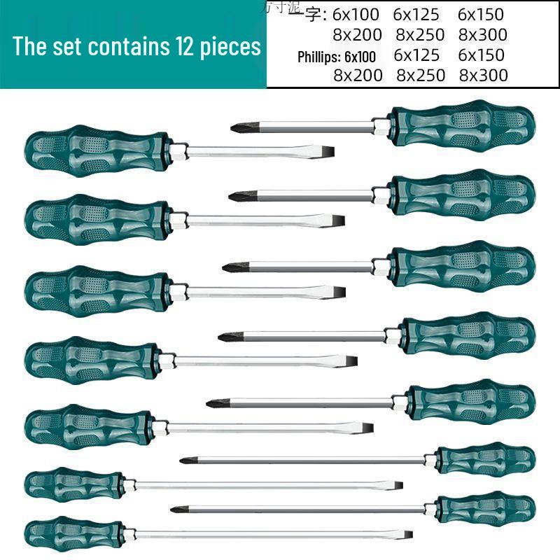 One-Word Industrial Magnetic Phillips & Flathead Screwdriver with Extra-Long Shank & Torx Impact Features