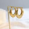 18K Gold Titanium Steel Geometric Exaggerated Earrings Rhombus Smooth Hollow Earrings High-End Light Luxury
