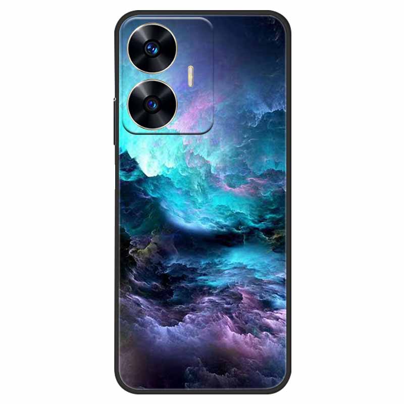 Phone Cover For Realme C55 Case Black Silicone Fundas For Realme C55 RMX3710 TPU Soft Back Coque Star Painted on RealmeC55 C 55