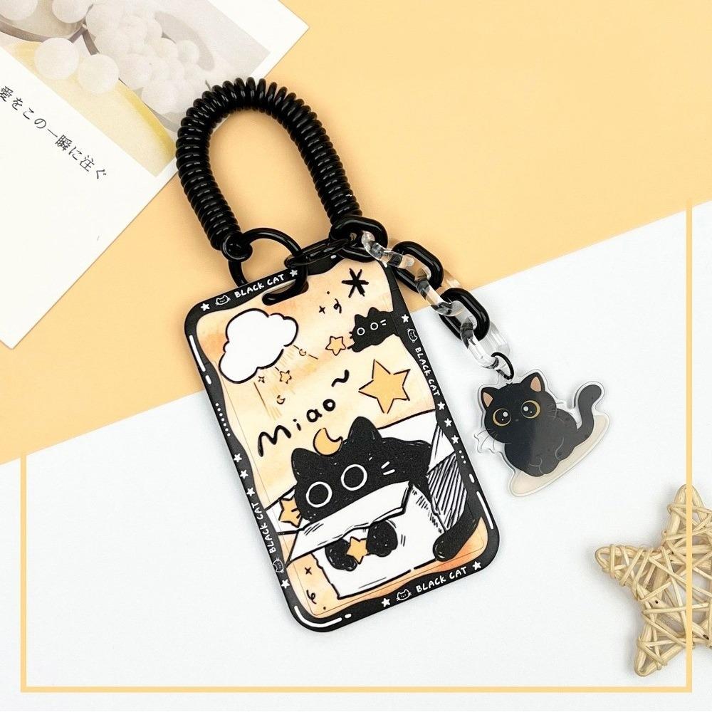 

Cartoon Star Cat Card Holder Transparent with Pendant ID Card Holder Slide Cover Idol Photos Protective Cover for Girls Gift