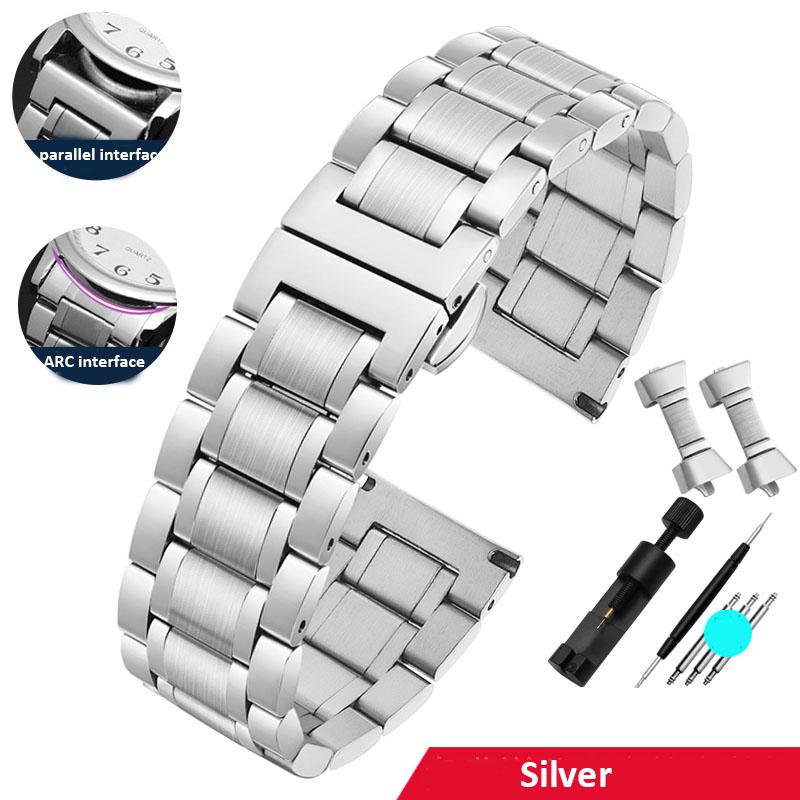 316L Solido Estremità Curva Acciaio Inossidabile Cinturino per Orologio Due Interfacce Catena per Orologio 16 18 19mm 20mm 21mm 22mm 23mm 24mm Braccialetto Strap