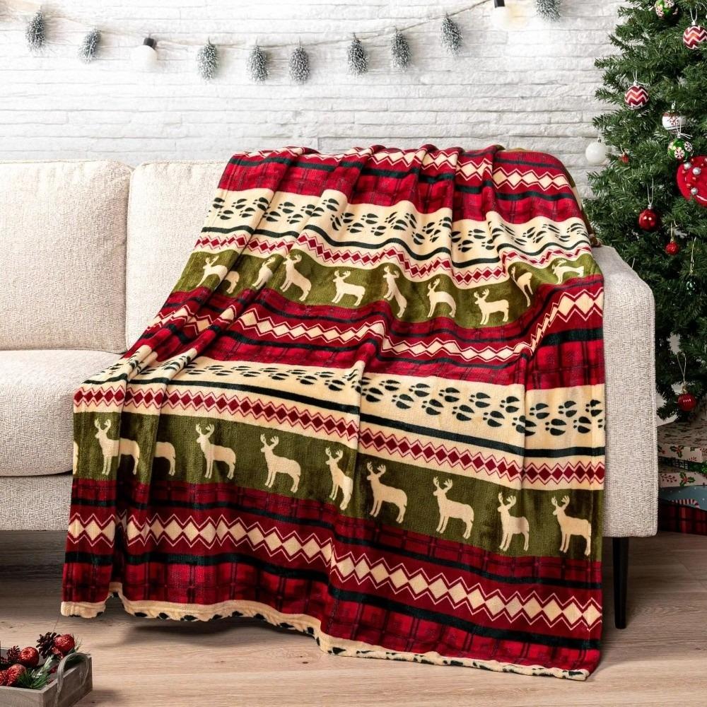 10x110cm Christmas Blanket Warm Soft Snowflake Christmas Throws Comfortable Breathable Xmas Fleece Blanket Winter Season