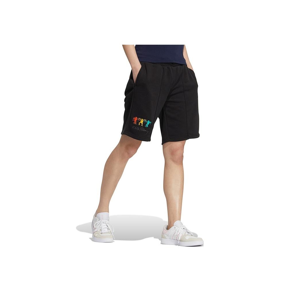 Adidas Sport Life Series Embroidered Letter Drawstring Casual Shorts Women Bottoms Black HS6830