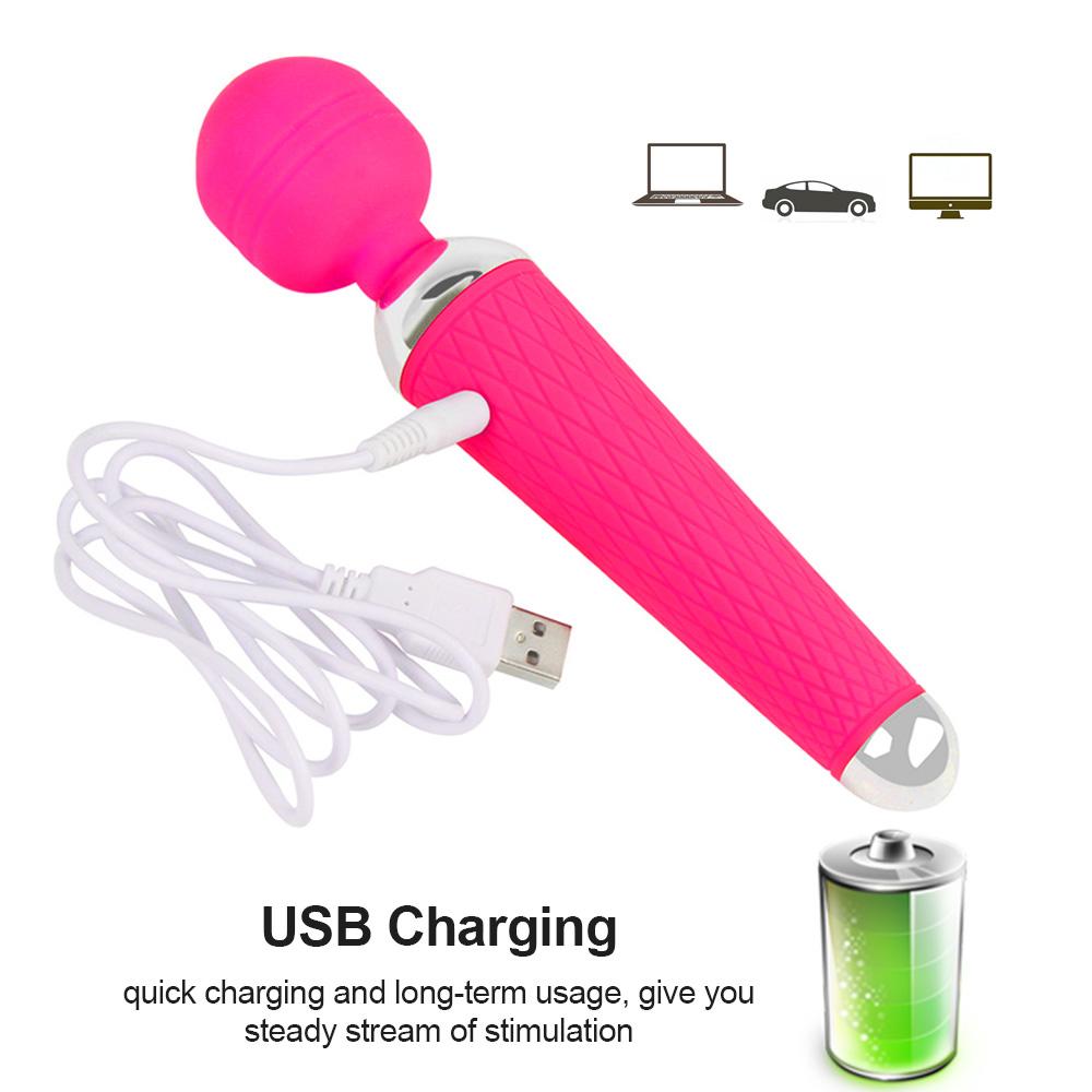 Enorme tryllestavvibratorer for kvinner, USB Lading Big AV Stick G Spot Massasjer Klitorisstimulator