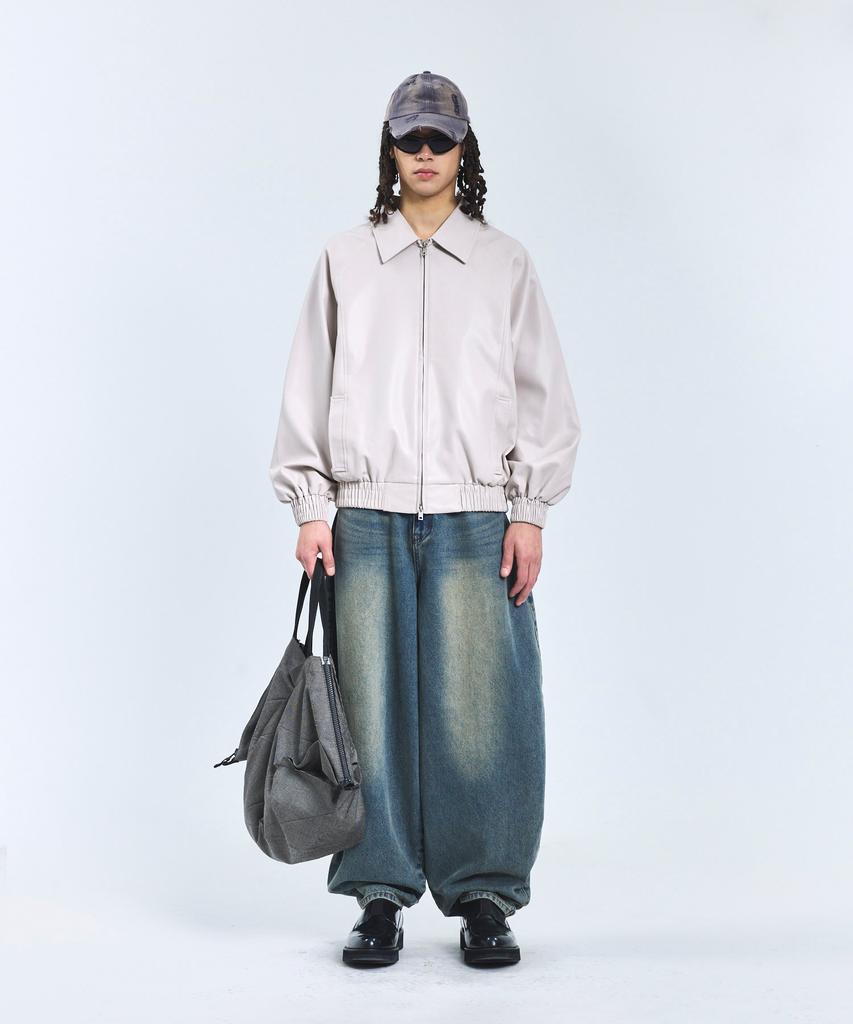 Standarderror 87-Stan058 Raglan Leather Blouson Jacket Ivory