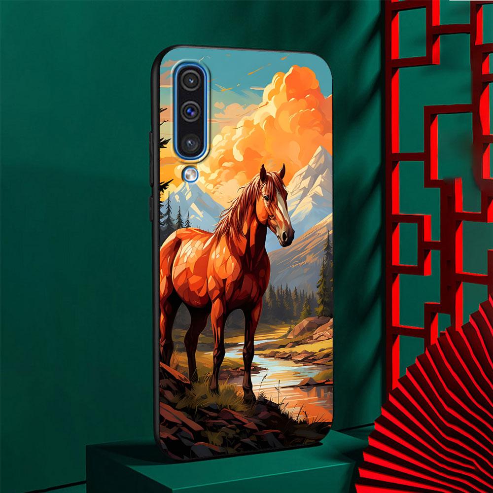 Horse Case for Samsung Galaxy A10s A50 A50s A02s A03s A20 A30 A20e A70 A70s A20s A30s A10 A40 A04 A04s A03 TPU Black Phone Cover
