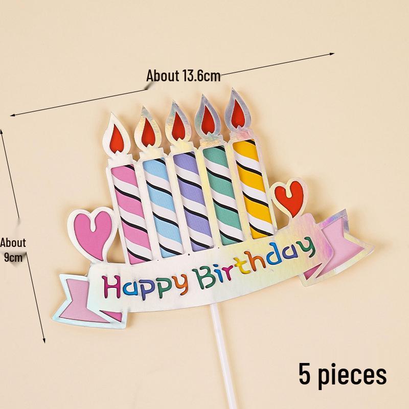 Happy Birthday Rainbow Cake Toppers: Stars, Clouds & Balloons